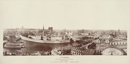 Panorama - Quai Malaquai, The Louvre, Panoramic view, Pont du Carrousel, 1st arrondissement, Paris, 1867.