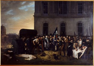 Provisional burial of July victims in front of the colonnade of the Louvre, 1831.