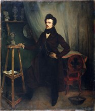 Portrait thought to be of the sculptor Michallon, known as the Younger, in his studio, c1835.