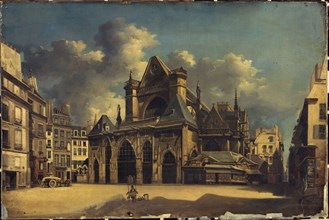 The church of Saint-Germain-l'Auxerrois, around 1840, current 1st arrondissement, between 1835 and 1845.