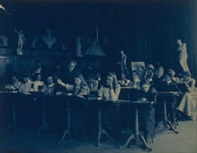 Students in a drawing class, Western High School, Washington, D.C., (1899?).
