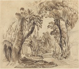 A Tree-lined Garden Path (Preliminary Sketch for "Sleeping Beauty and the Beast"?), 1900?.