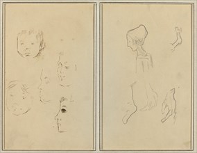 Five Studies of Heads; A Boy in Profile with Studies of Hands and Feet [verso], 1884-1888.
