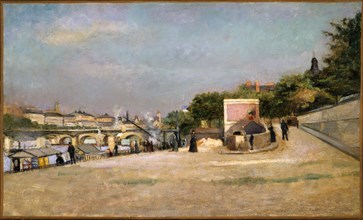 Pont des Arts and the Pont-Neuf, seen from the bank of the Pont des Saints-Peres, c1880.