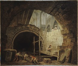 La Violation des caveaux des rois dans la basilique de Saint-Denis, en octobre 1793, c1793.