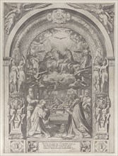 Saints Lawrence, Sixtus, Peter, and Paul adoring the Coronation of the Virgin by Christ above, ca. 1576.