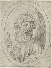 Saint Paul holding a sword, in an oval frame, from Christ, the Virgin, and Thirteen Apostles, 1600-1640.