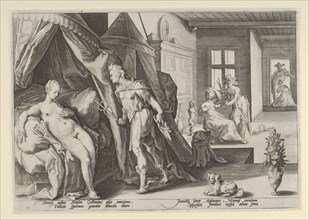 Mercury Entering Herse's Room After Changing Agraulos to Stone, from Ovid, Metamorphoses, Book II, 1590.