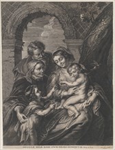 The Holy Family with Saint Elizabeth and the infant Saint John the Baptist, holding a bird on a string, ca. 1655-95.