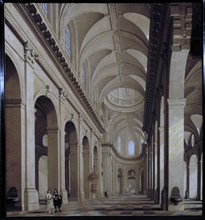 Idealized view of the interior of the Saint-Sulpice church during its construction, 1661.