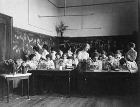 Group of young women studying plants in normal school, Washington, D.C., (1899?).