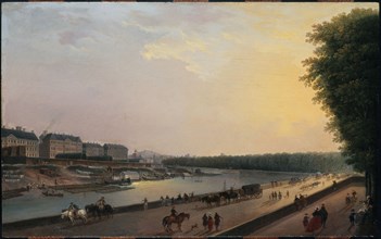 The Seine in La Grenouillere, view taken from waterfront terrace at Tuileries, c1777.