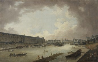Grande Galerie, the Pont-Neuf and the Ile de la Cite, seen from the Pont Royal, c1775.