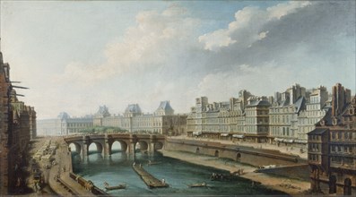 The Louvre, Pont-Neuf and the Quai des Orfevres, seen from Quai des Grands-Augustins, c1760.