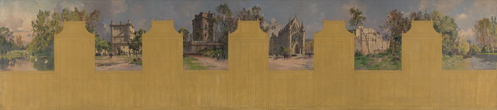 Sketch for the reception hall at the town hall of Vincennes: Views of Vincennes, 1898.