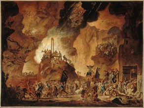 Revolutionary satirical allegory: the triumph of Marat in the underworld, c1790 — 1800.
