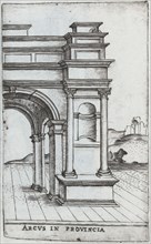 Arcus S. Georgii, from a Series of Prints depicting (reconstructed) Buildings from Roman Antiquity, Plate ca. 1530-1550.