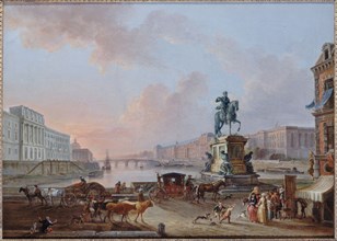 La Monnaie, Le Pont Royal and the Louvre, viewed from the Pont-Neuf, around 1775, c1775.