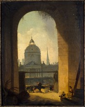 College des Quatres-Nations, seen from the entrance to the courtyard of the Louvre, 1780.