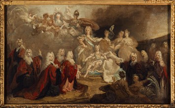 Allegory of the engagement of Louis XV to the Infanta Marie-Anne-Victoire of Spain (1722).