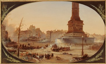 Place de la Bastille and barricade at the entrance to Faubourg Saint-Antoine, June 25, 1848.
