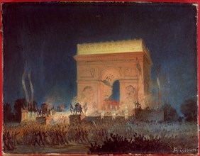 Distribution of flags to the National Guard, in front of the Arc de Triomphe, April 20, 1848.