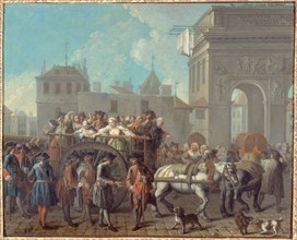 La Conduite des filles de joie à la Salpêtrière : le passage près de la porte Saint-Bernard, 1757.