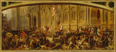 Lamartine pushing back the red flag at Hotel de Ville, February 25, 1848, c1848.