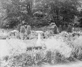 Sundial in garden, Thomas Estate(?), Beverly Farms, Massachusetts, between 1920 and 1940.