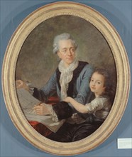 Portrait of Nicolas Ledoux (1736-1806), architect, with his daughter Adelaide, c1775 — 1779.