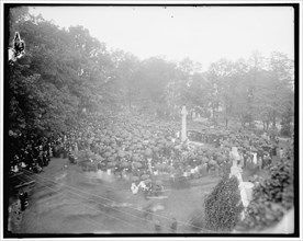 Group assembled near Peace Cross on the grounds of St. Albans, Washington, DC, between 1910 and 1920.