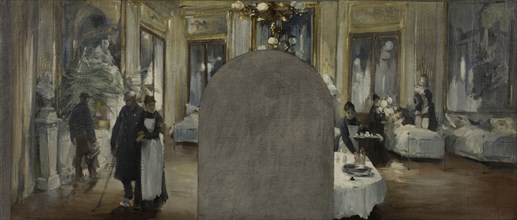 Esquisse pour le cabinet du préfet de l'Hôtel de Ville de Paris : L'ambulance du Théâtre Français, 1889.