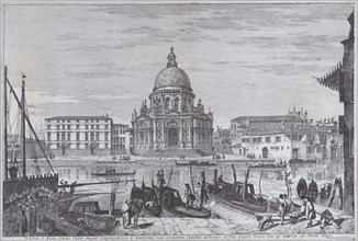 The church of Santa Maria della Salute seen across the water with gondolas in the foreground, 1741.