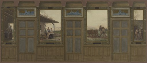 Esquisse pour la mairie du 20ème arrondissement : Les soins domestiques, l'instruction, le travail, l'éducation, 1884.