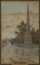 Sketch for the town hall of Vincennes: the chapel, keep, obelisk, the manoeuvring area..., 1898. Creator: Maurice Chabas.