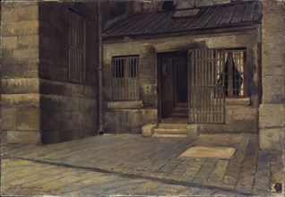 Porte de l'infirmerie de la prison Saint-Lazare, rue du Faubourg-Saint-Denis, 10ème arrondissement, en 1889, 1889.