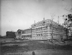 Exterior of Woman's Building, while under construction, at World's Fair, Chicago, Illinois, 1892.