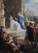 Esquisse pour l'église Sainte-Elisabeth : Sainte Elisabeth, reine de Hongrie, déposant..., 1824. Creator: Merry Joseph Blondel.