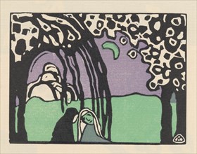Two Women in Moonlit Landscape (Zwei Frauen in Mondlandschaft). From Klänge (Sounds) , 1913. Private Collection.