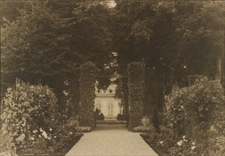 Chateau near Paris, Pavilion Colombe, St. Brice, "entrance to flower garden", 1925. Creator: Frances Benjamin Johnston.