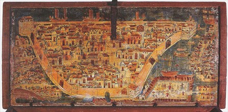 Panoramic view of Manila. Philippine chest, Second Quarter of the 17th cen. Creator: Anonymous.