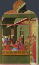 Saint Francis before Pope Honorius III (From Borgo del Santo Sepolcro Altarpiece), 1437-1444. Creator: Sassetta (1392-1450).