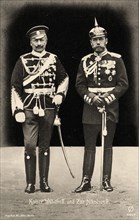 Emperor Wilhelm II of Germany (left) in Russian uniform, and Tsar Nicholas II of Russia..., 1905. Creator: Photo studio Franz Kühn, Berlin  .
