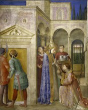 Saint Lawrence Receiving the Treasures of the Church from Pope Sixtus II, c. 1448. Creator: Angelico, Fra Giovanni, da Fiesole (ca. 1400-1455).