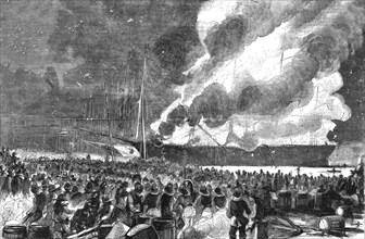 'Burning of the Clipper Ship 'Great Republic', December 27, 1853', 1854. Creator: Unknown.