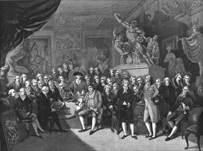 ''The Royal Academicians assembled in the council room, Somerset House 1793', 1886.   Creator: Unknown.