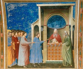 The Bringing of the Rods to the Temple (From the cycles of The Life of the Blessed..., 1304-1306. Creator: Giotto di Bondone (1266-1377).