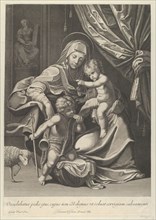 The Virgin seated with the infant Christ on her lap, the young Saint John the Baptist..., 1625-89. Creator: Anon.