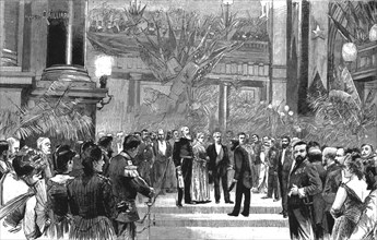 ''Homage to Stanley; Fete given in Honour of the Explorer at the Bourse, Brussels', 1890. Creator: Unknown.