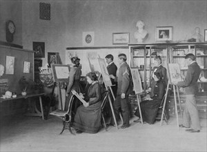 Classroom instruction in art, United States Indian School, Carlisle, Pa., between 1901 and 1903. Creator: Frances Benjamin Johnston.